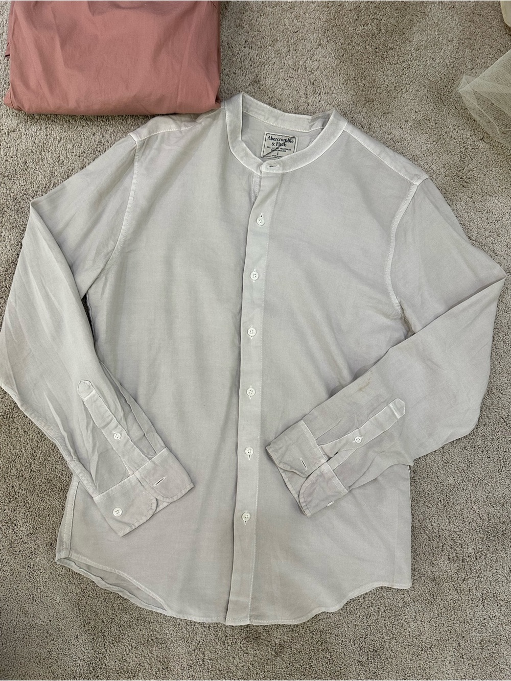 Abercrombie & Fitch Light Gray Band-Collar Men's Shirt